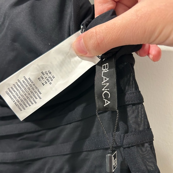 La Blanca Black Island Goddess Over the Shoulder Mesh One Piece Swimsuit - Picture 9 of 9